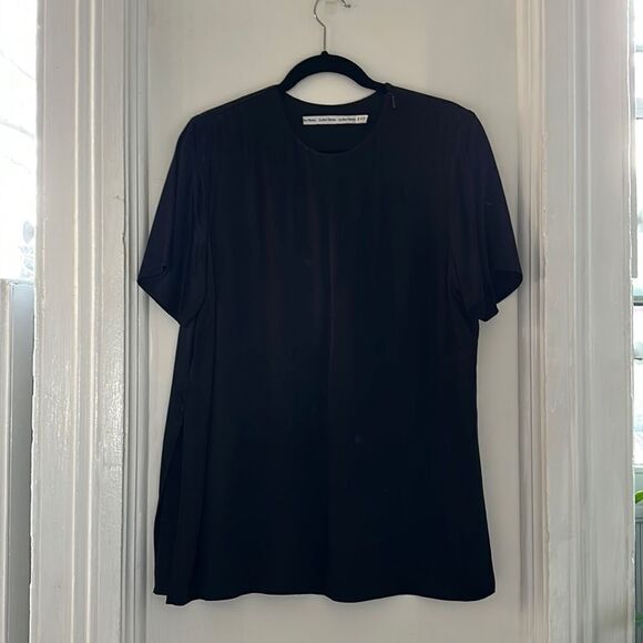 & Other Stories silky black short sleeve top - US 8 - Picture 1 of 6